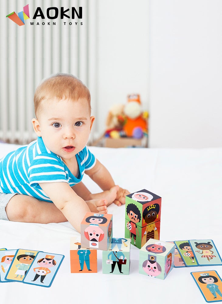 WAOKN 6 Cube en bois Cartoon Characters Wooden Blocks Puzzle Games Intellectual Challenge Learning Education Toys for Children - Image 4