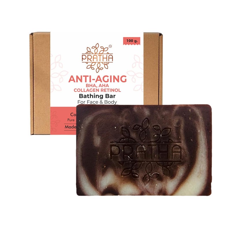 Pratha Cold process Soap | Anti-Aging BHA, AHA Collagen Retinol - Cold Process Handmade Bathing Bar- Pack of 1-100 g - Image 1