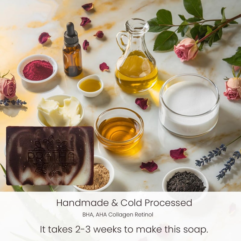 Pratha Cold process Soap | Anti-Aging BHA, AHA Collagen Retinol - Cold Process Handmade Bathing Bar- Pack of 1-100 g - Image 3