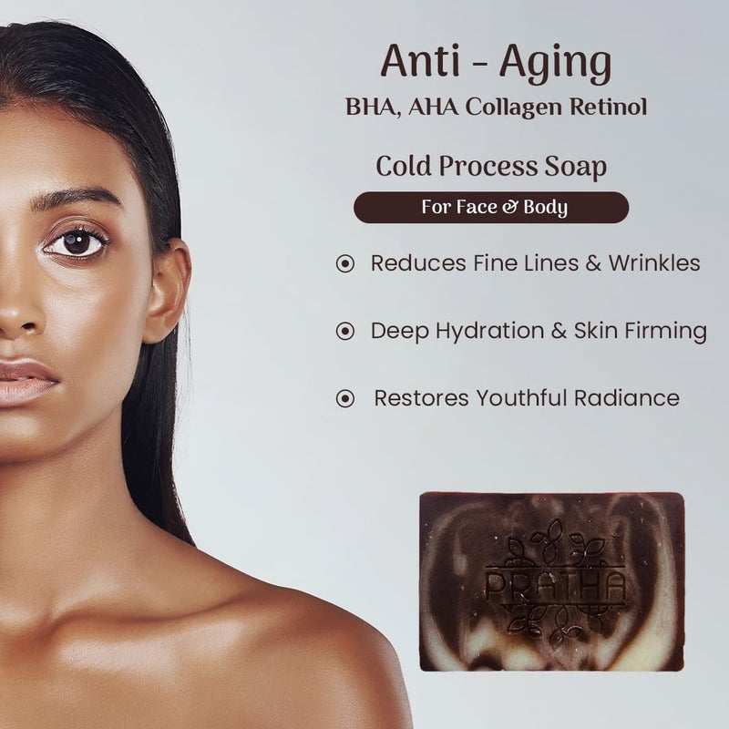 Pratha Cold process Soap | Anti-Aging BHA, AHA Collagen Retinol - Cold Process Handmade Bathing Bar- Pack of 1-100 g - Image 2