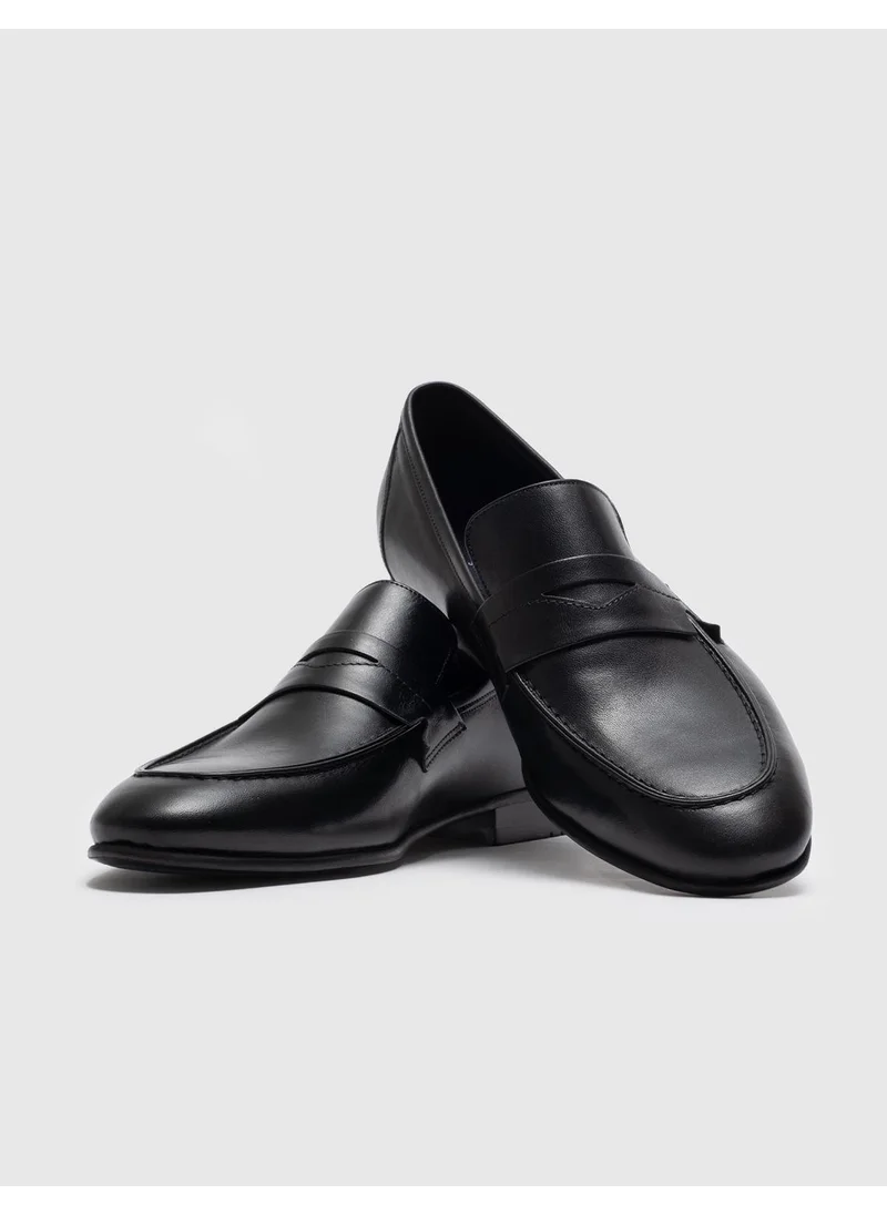 Cabani Leather Black Belted Men's Classic Shoes