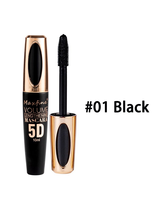 ماكس فاين إطالة حجم الماسكارا ، ماسكارا من ألياف الحرير 5D مع فرشاة مشط رمش قابلة للطي ، ملحقات رموش ماسكارا ملونة سائلة ، مقاومة للماء ، مقاومة للعرق ، غير متفتحة ، قاعدة طويلة ومتعددة الألوان # 01 أسود - Image 2