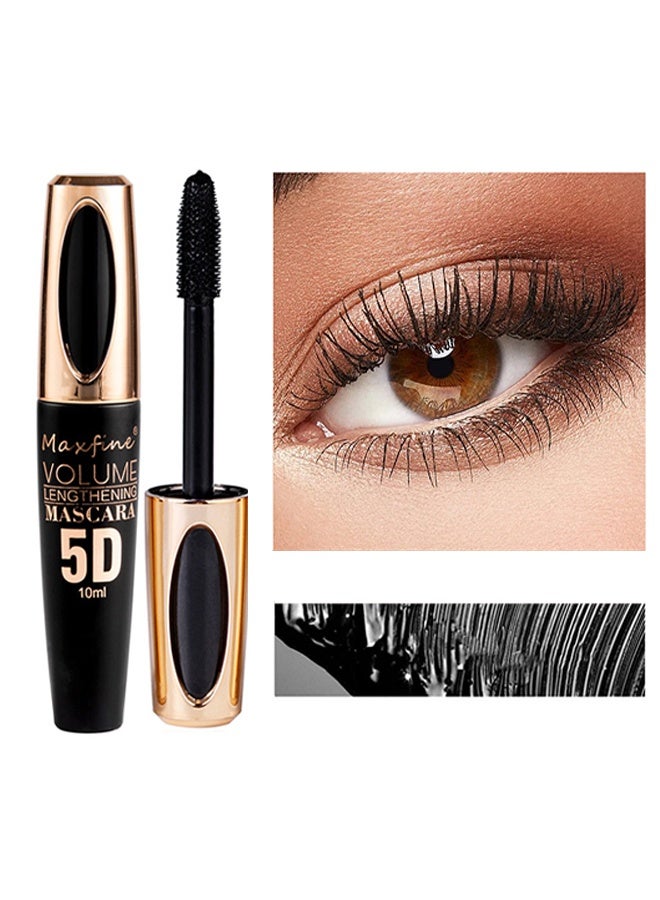 ماكس فاين إطالة حجم الماسكارا ، ماسكارا من ألياف الحرير 5D مع فرشاة مشط رمش قابلة للطي ، ملحقات رموش ماسكارا ملونة سائلة ، مقاومة للماء ، مقاومة للعرق ، غير متفتحة ، قاعدة طويلة ومتعددة الألوان # 01 أسود - Image 1