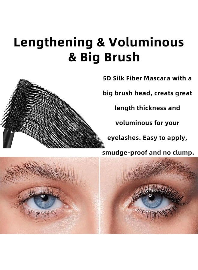 ماكس فاين إطالة حجم الماسكارا ، ماسكارا من ألياف الحرير 5D مع فرشاة مشط رمش قابلة للطي ، ملحقات رموش ماسكارا ملونة سائلة ، مقاومة للماء ، مقاومة للعرق ، غير متفتحة ، قاعدة طويلة ومتعددة الألوان # 01 أسود - Image 5
