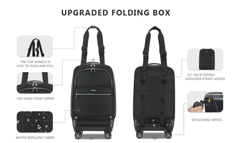 Verage Expandable Foldable Luggage Bag Collapsible Suitcases Rolling Travel Duffel Bag Lightweight Suit Case with Detachable Spinner Wheels - Image 4