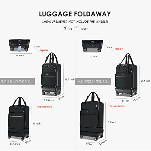 Verage Expandable Foldable Luggage Bag Collapsible Suitcases Rolling Travel Duffel Bag Lightweight Suit Case with Detachable Spinner Wheels - Image 3