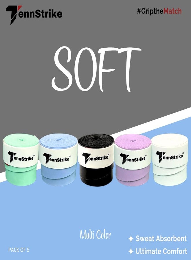 Tennstrike Badminton Grip Box | Pack of 5 | Sweat-Absorbent, Anti-Slip, Tacky, Durable Grips | Multi Color Racket Overgrip Tape for Badminton, Tennis, Pickleball and More - Image 4