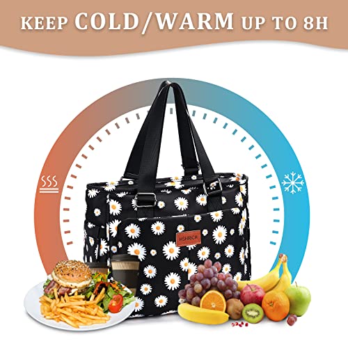 HSHRICH Large Floral Insulated Handbag for Women Work, 12L Leakproof Lunch Cooler Tote with Storage Pocket, Reusable for Picnic Hiking - Image 4