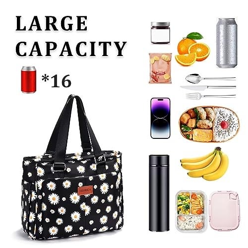 HSHRICH Large Floral Insulated Handbag for Women Work, 12L Leakproof Lunch Cooler Tote with Storage Pocket, Reusable for Picnic Hiking - Image 3