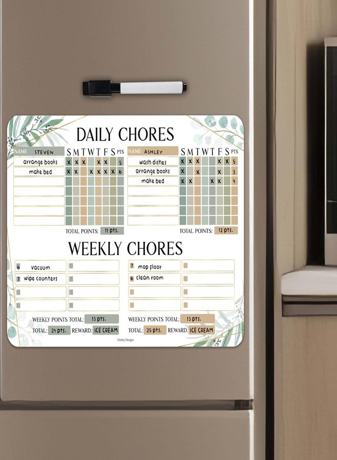 Hadley Designs Greenery Magnetic Chore Chart for Adults - Chore Board for Family Chore Chart, Chores Chart for Adults, Dry Erase Chore Chart for Teenagers, Chore Chart Magnetic, Chore Chart for Kids Multiple Kids - Image 1