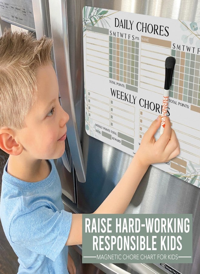 Hadley Designs Greenery Magnetic Chore Chart for Adults - Chore Board for Family Chore Chart, Chores Chart for Adults, Dry Erase Chore Chart for Teenagers, Chore Chart Magnetic, Chore Chart for Kids Multiple Kids - Image 2