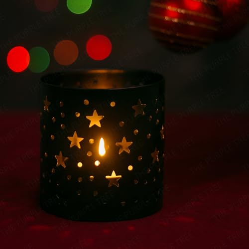 The Purple Tree Cute Christmas Stars Tealight Holder - 1 pc (Black) Stary Lights tealight Holder, Xmas Gift,Christmass tealight,Home Decor,Star tealights - Image 4