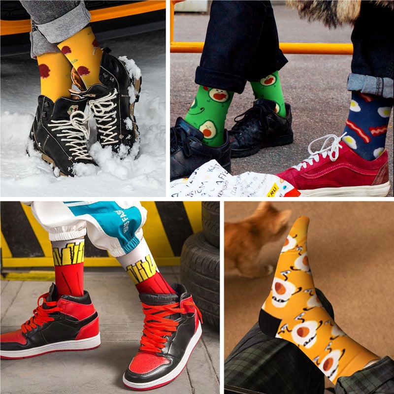 WeciBor Men's Colorful Funny Crazy Silly Cotton Crew Socks, 12 Pack Multicolor Food, Size 10-13 - Image 2