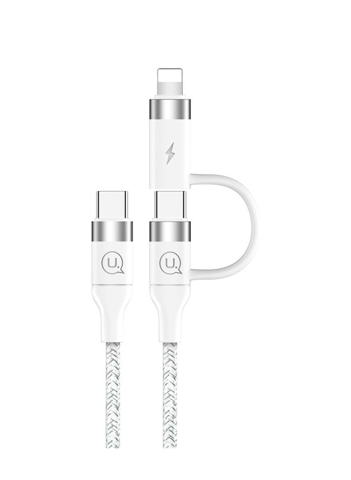 USAMS Type-C/ USB To Lightning PD Fast Charging & Data Cable 1.2m White - Image 1