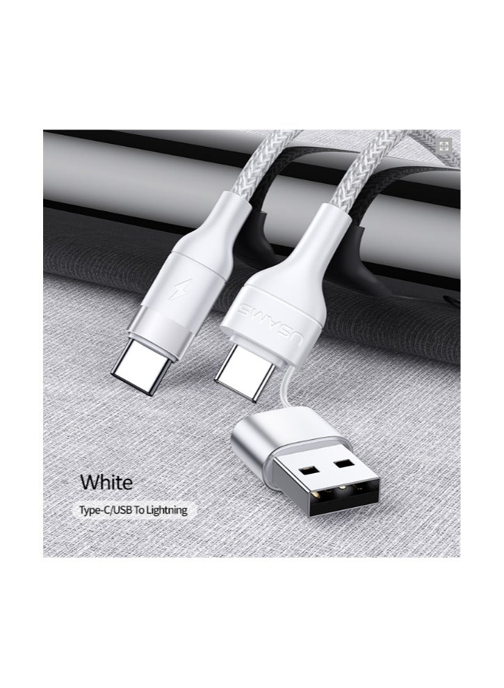 USAMS Type-C/ USB To Lightning PD Fast Charging & Data Cable 1.2m White - Image 2