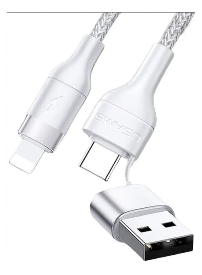 USAMS Type-C/ USB To Lightning PD Fast Charging & Data Cable 1.2m White - Image 3
