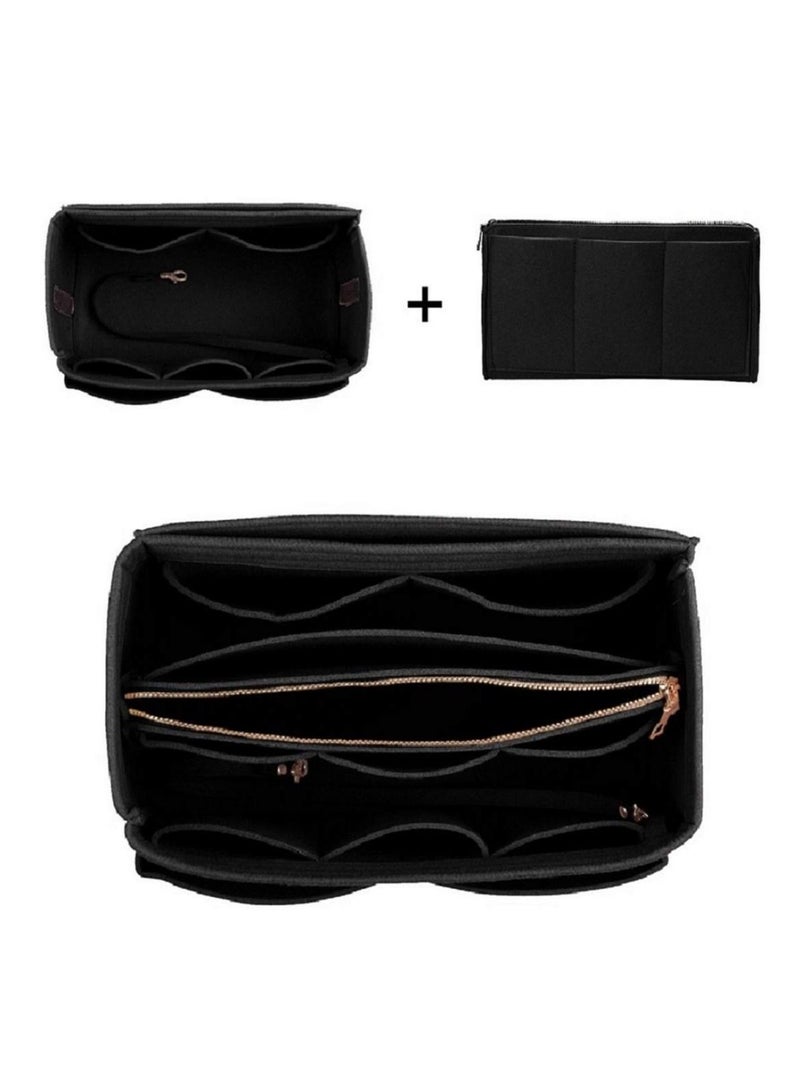 SYOSI Purse Organizer Insert Felt Bag Tote Shaper With Zippers Thicken and Portable Handbag  - Image 2