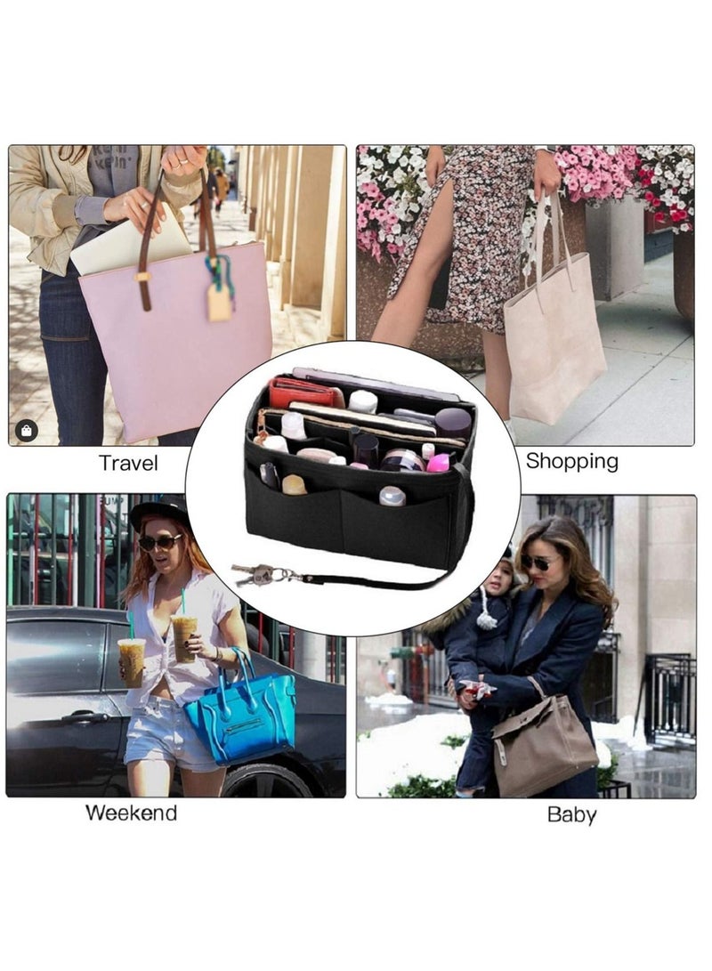 SYOSI Purse Organizer Insert Felt Bag Tote Shaper With Zippers Thicken and Portable Handbag  - Image 3