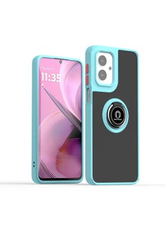 For Motorola Moto G55 Q Shadow 1 Series TPU + PC Phone Case with Ring(Sky Blue)
