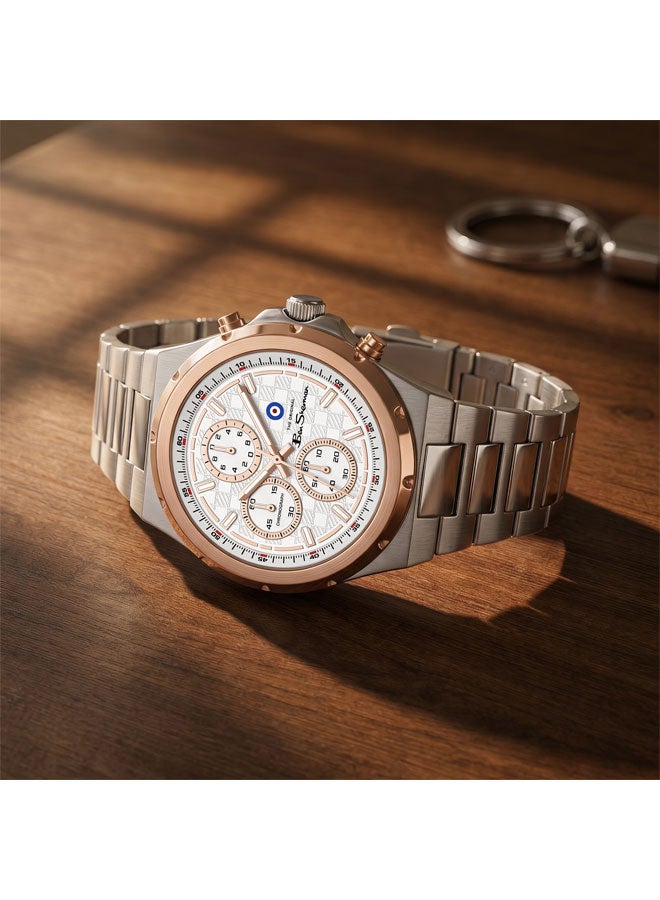 Ben Sherman Manchester  Silver Dial Stainless Steel Bracelet Chronograph Watch for Men, 43mm - Image 4