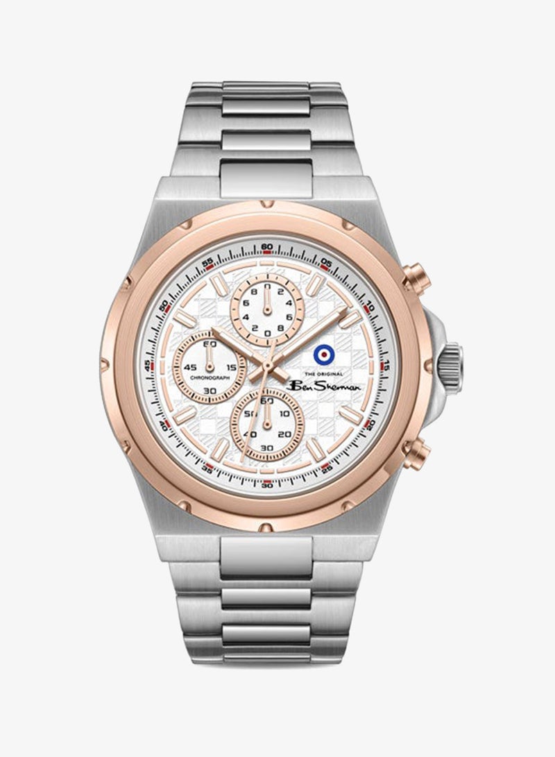 Ben Sherman Manchester  Silver Dial Stainless Steel Bracelet Chronograph Watch for Men, 43mm - Image 1