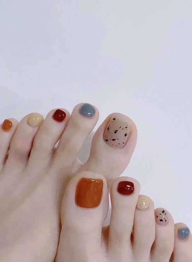 Styli 24 Pcs Plain and Printed Multi Squoval Shape Press-On Nails