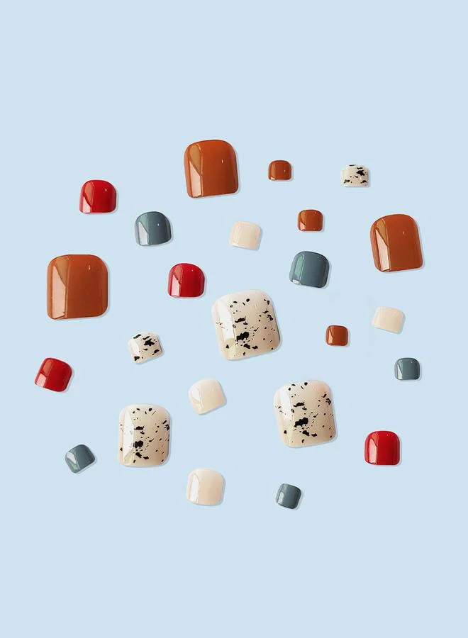 Styli 24 Pcs Plain and Printed Multi Squoval Shape Press-On Nails