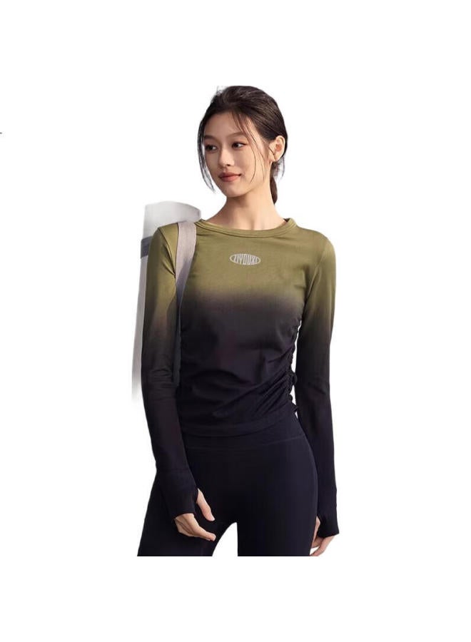 Liberal Series Seamless Round Neck T-Shirt Women'S Spring And Autumn Outdoor Running Fitness Pilates Yoga Gradient Long Sleeve - Image 3