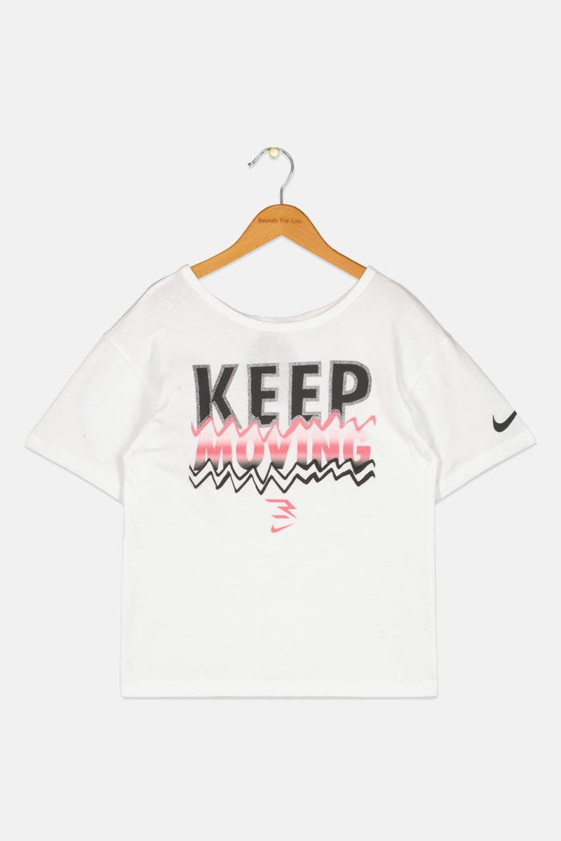 Nike Kids Girl Sportswear Fit Brand Logo Outdoor Top, White - Image 1