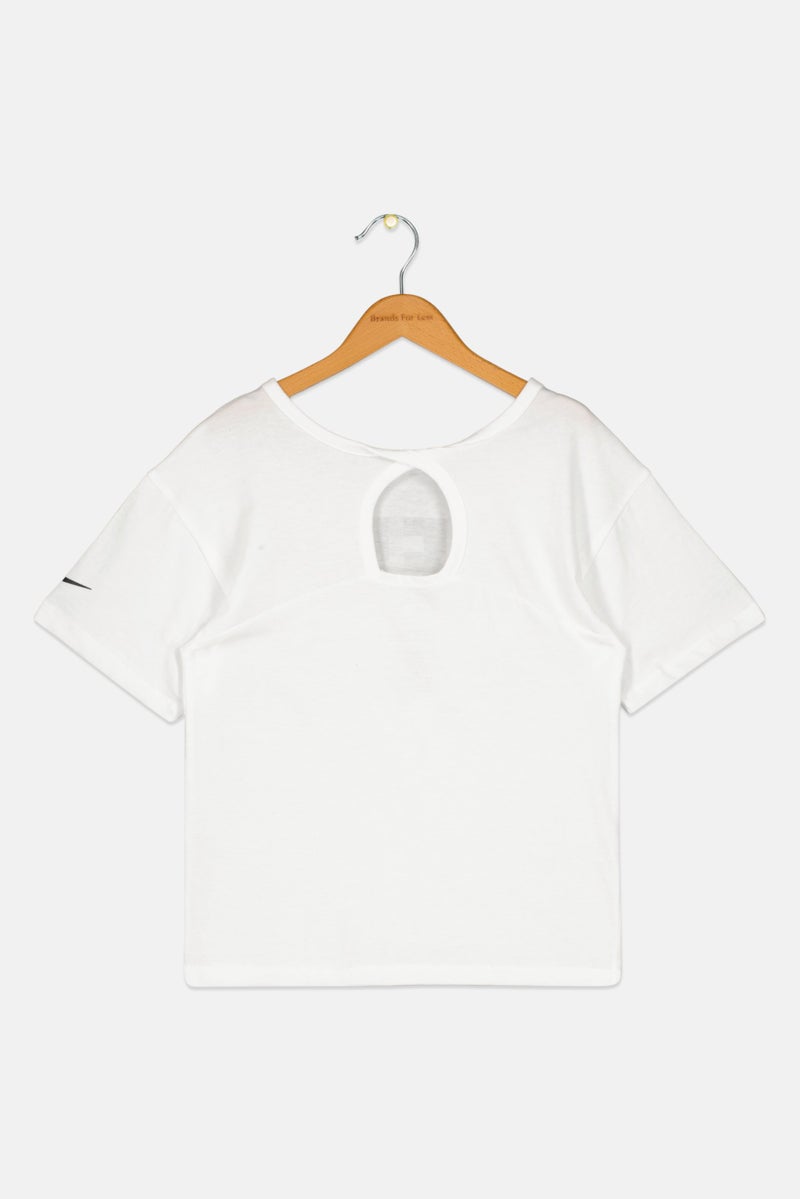 Nike Kids Girl Sportswear Fit Brand Logo Outdoor Top, White - Image 2