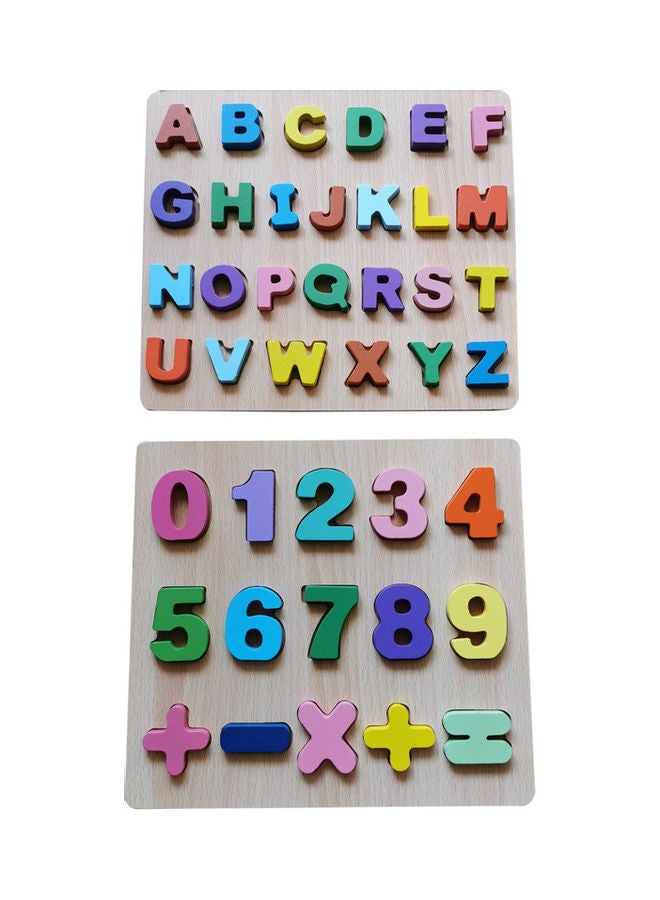 Pack Of 2 Numbers And Alphabets Letters Puzzle Board 22 x 24.5cm - Image 1