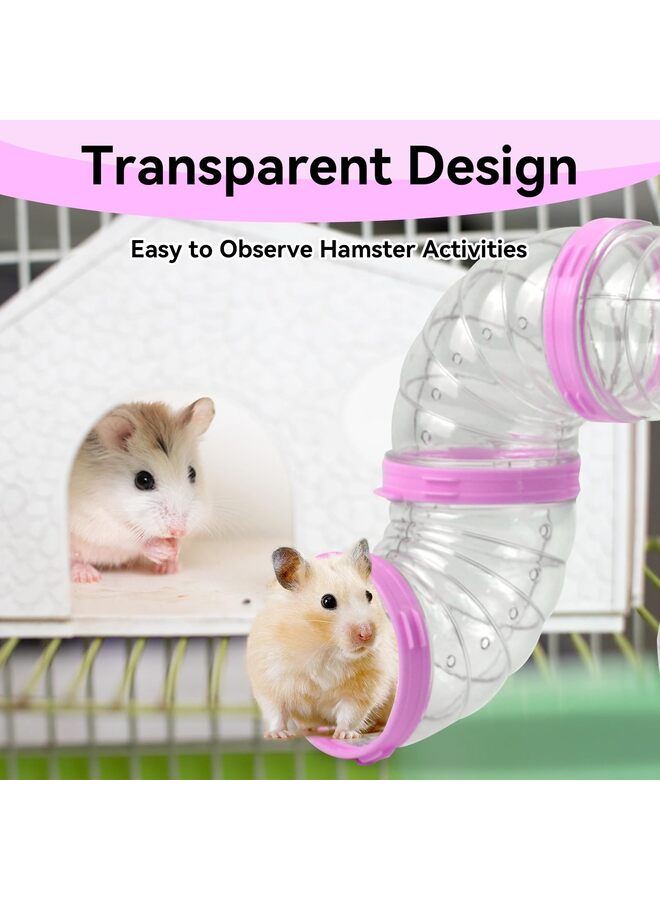 نفق بلاستيكي للهامستر، مجموعة من 8 أنابيب للهامستر، تجميع ذاتي، أنبوب تدريب رياضي، ملحقات خارجية، لعبة أنبوبية ممتعة لإخفاء الحيوانات الصغيرة (وردي) - Image 4