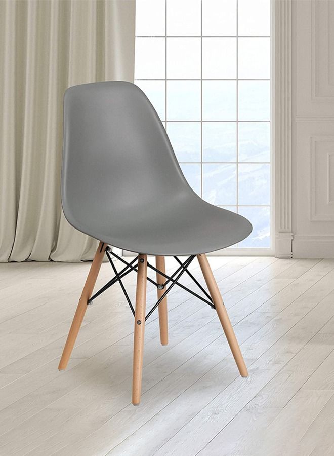 Taimi Office, Dining, Kitchen and Living Room Plastic Chair with Wooden Legs Grey 70x40x40cm  - Image 1