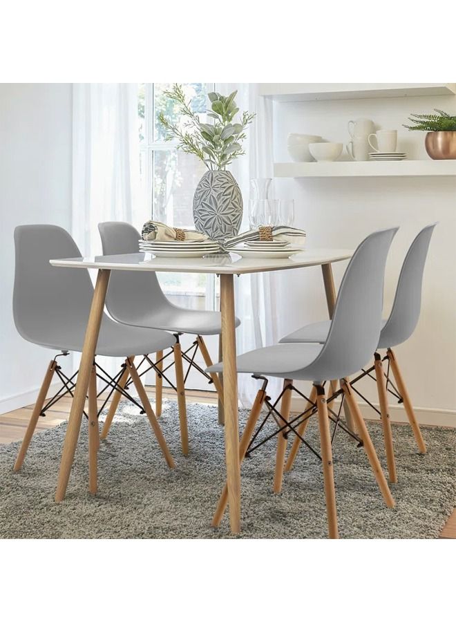 Taimi Office, Dining, Kitchen and Living Room Plastic Chair with Wooden Legs Grey 70x40x40cm  - Image 2