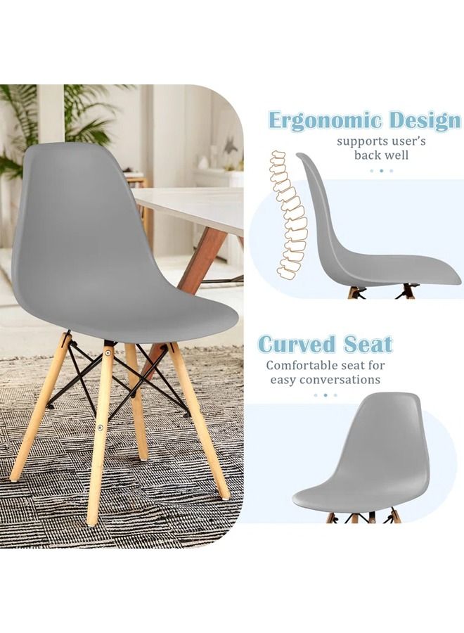 Taimi Office, Dining, Kitchen and Living Room Plastic Chair with Wooden Legs Grey 70x40x40cm  - Image 5