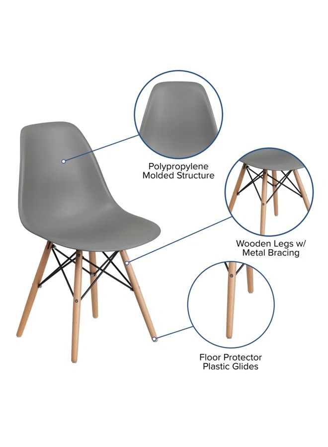 Taimi Office, Dining, Kitchen and Living Room Plastic Chair with Wooden Legs Grey 70x40x40cm  - Image 4