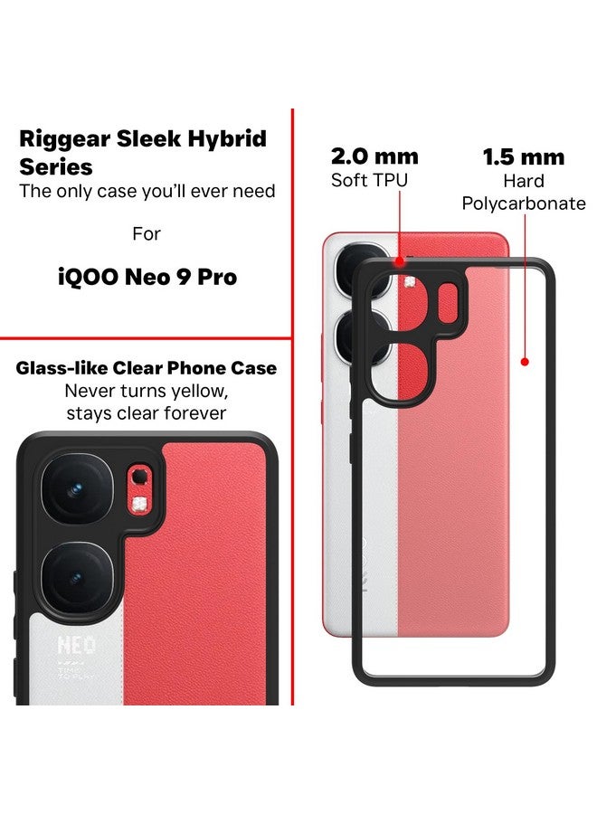 RIGGEAR Shockproof Sleek Hybrid Armor Back Cover Case Compatible with iQOO Neo 9 Pro 5G (Clear PC + Black TPU Bumper) - Image 5