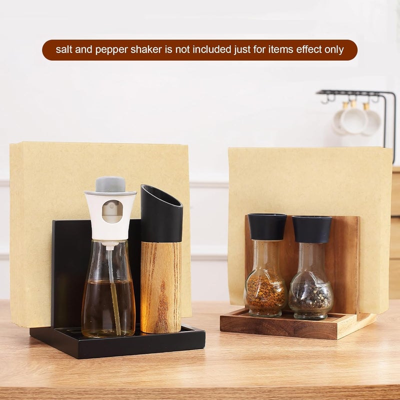 EVERBBKING Napkin salt pepper holder Wooden Napkin Holder for Salt and Pepper Shakers Caddy,Suitable for Kitchen, Restaurant, Bar, Office, Parties, Home Décor - Image 2