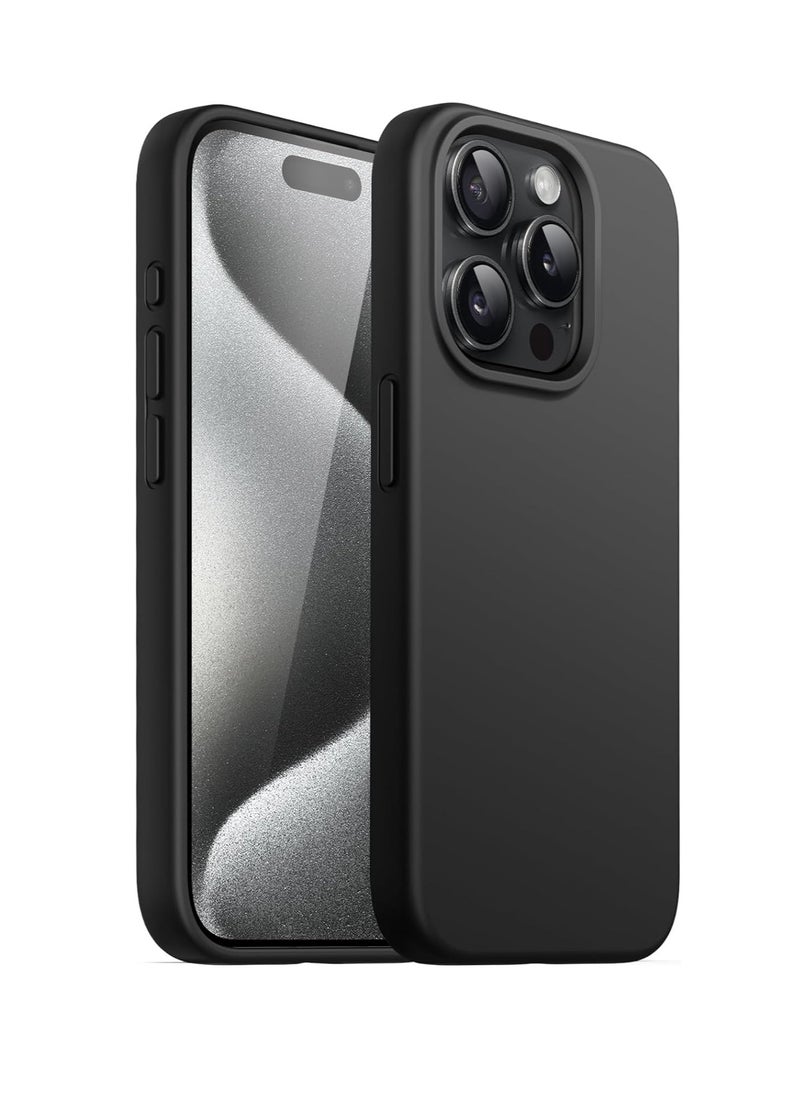 Generic Classic Velvet Feel Silicone TPU Drop Resistant Phone Case for iPhone 15 Pro Max Black  - Image 1