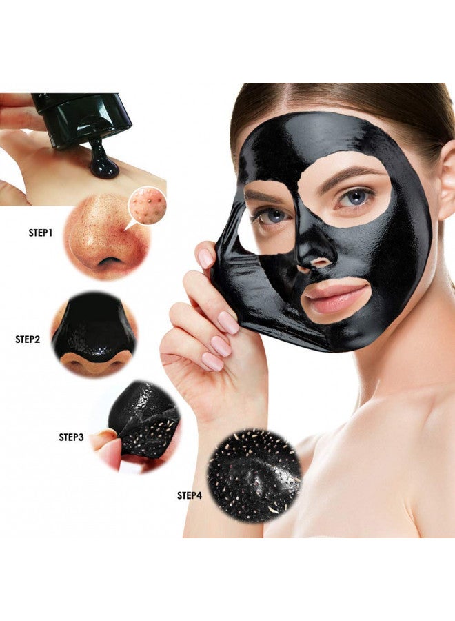 Shills SHILLS Charcoal Face Mask, Peel Off Mask, Charcoal Mask, Peel Off Mask, Deep Cleansing, Purifying, Activated Charcoal Mask with Brush - Image 2