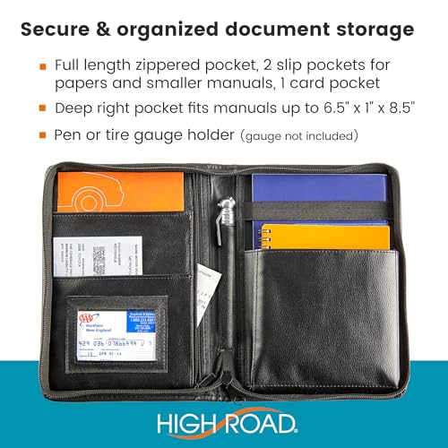 High Road Car Owners Manual Case and Glove Compartment Document Holder - Pebbled Faux Leather Glove Box Organizer for Car, SUV, Truck - Image 3