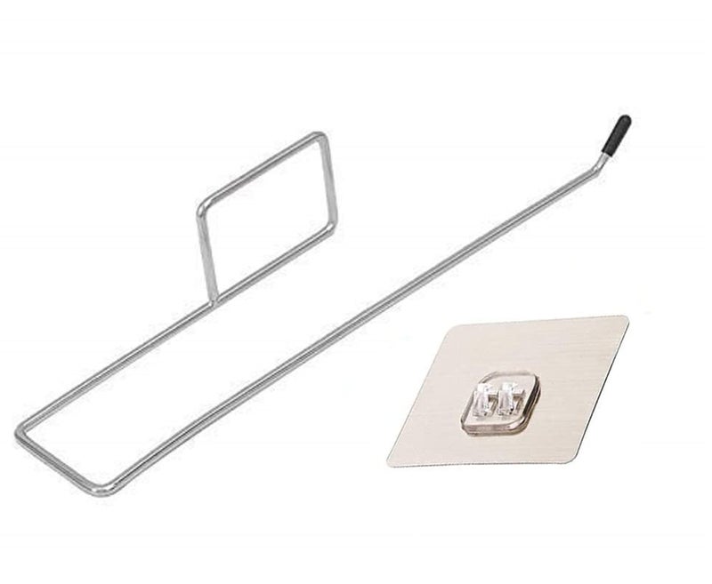 4MYL 4MYL Stainless Steel Self Adhesive Paper Roll Holder Drill Free Tissue Paper Stand Towel Holder for Kitchen Bathroom Toilet (Pack of 1)  - Image 1