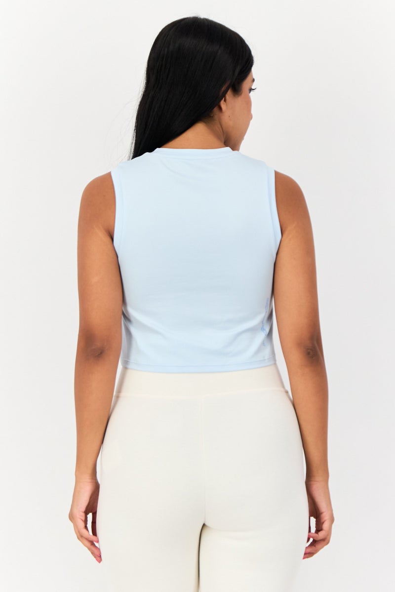 asics Women Slim Fit Sleeveless Training Tank Top, Light Blue  - Image 3