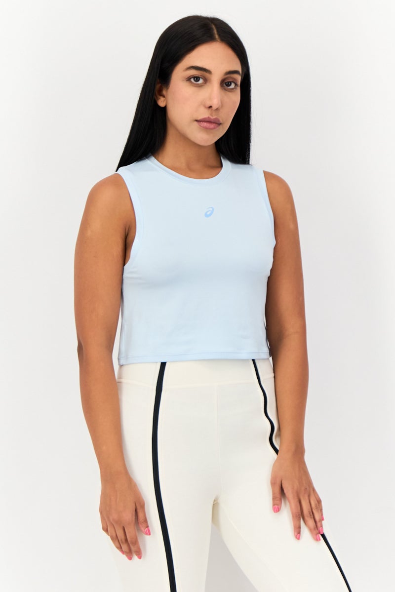 asics Women Slim Fit Sleeveless Training Tank Top, Light Blue  - Image 1