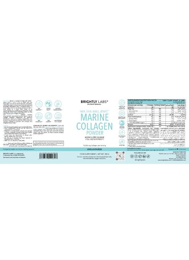 BRIGHTLY LABS Marine Collagen Peptides Unflavored 10g Per Serving Boost Skin Hair & Joint Health Naturally with Every Scoop  - Image 2