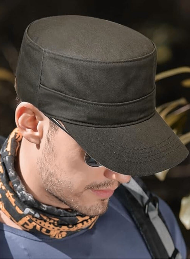 SARAOONT Unisex Cadet Cap Flat Top Adjustable Military Style Hat for Men and Women Casual Outdoor Wear - Image 2