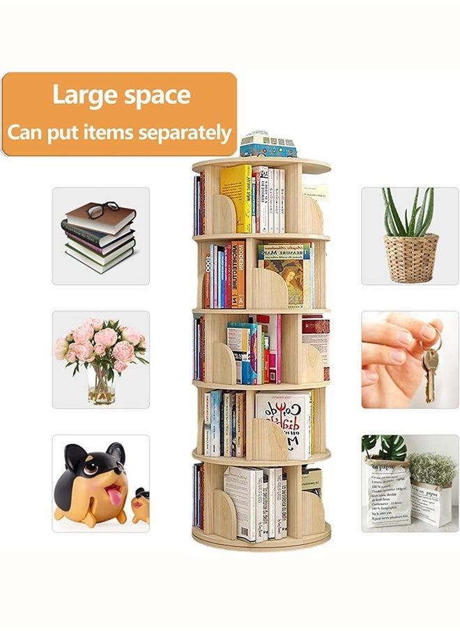 Generic - 5 Tier Bookshelf Kids Bookcase Floor Standing Display Storage Rack 360° Rotating for Home Office, Livingroom Bedroom（160*40CM） ﻿ - Image 1