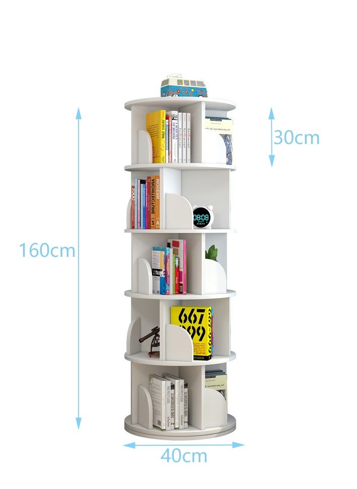 Generic - 5 Tier Bookshelf Kids Bookcase Floor Standing Display Storage Rack 360° Rotating for Home Office, Livingroom Bedroom（160*40CM） ﻿ - Image 1