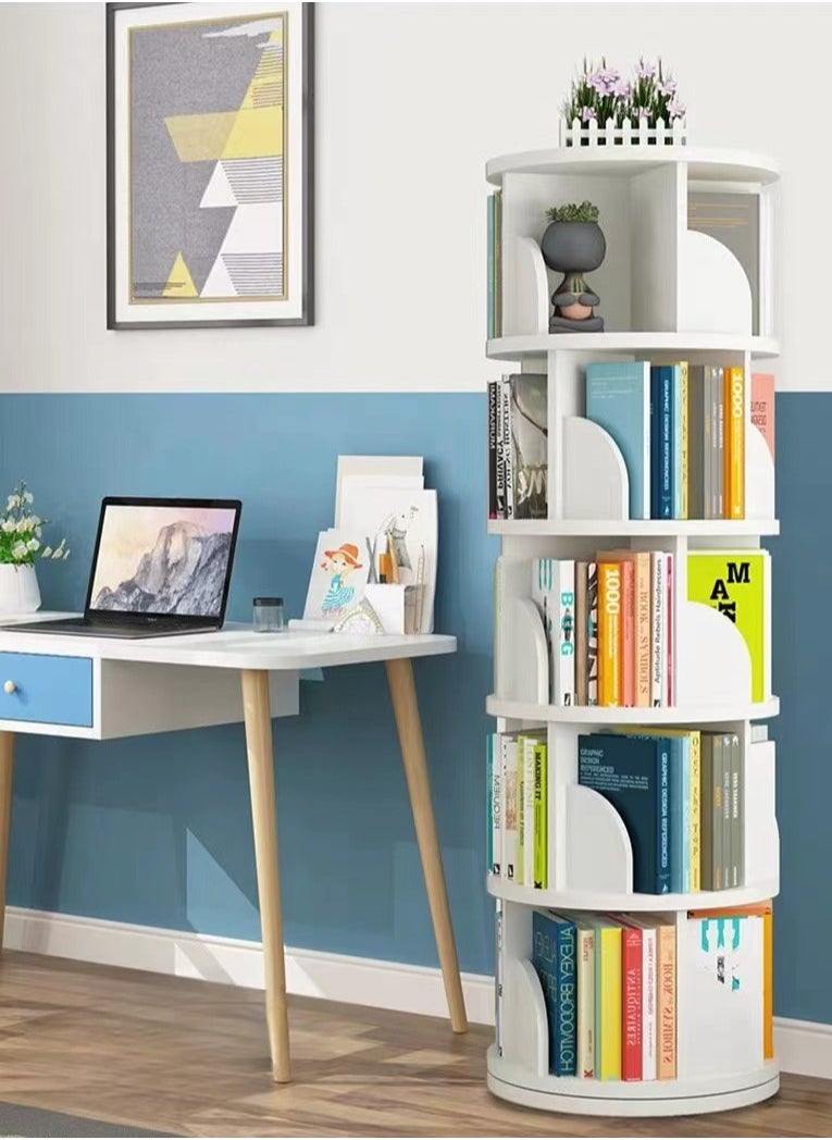 Generic - 5 Tier Bookshelf Kids Bookcase Floor Standing Display Storage Rack 360° Rotating for Home Office, Livingroom Bedroom（160*40CM） ﻿ - Image 1