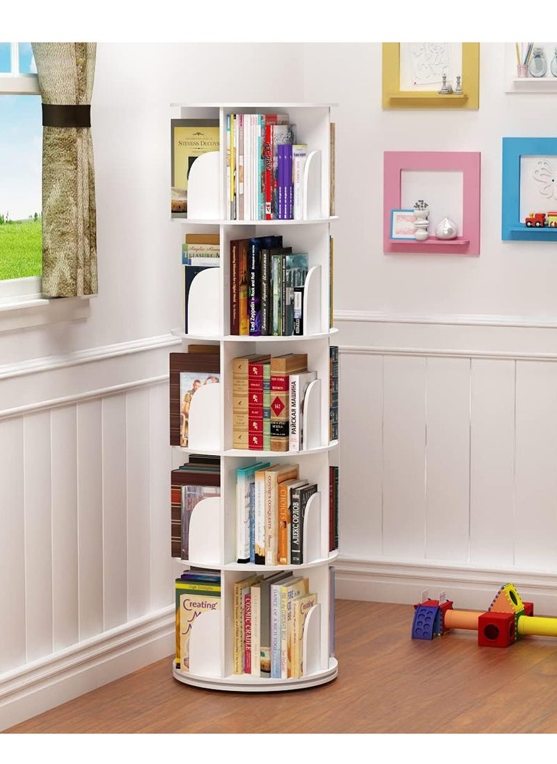 Generic - 5 Tier Bookshelf Kids Bookcase Floor Standing Display Storage Rack 360° Rotating for Home Office, Livingroom Bedroom（160*40CM） ﻿ - Image 1